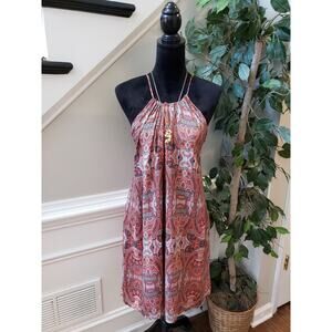 Lucky Brand Shift Dress Womens XL Multi Paisley Pockets Sleeveless Halter